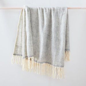 West Elm Brushed Herringbone Throw - Light Gray